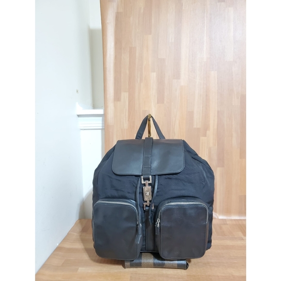 GUCCI Nylon Double Pocket Backpack Black - Picture 1 of 10